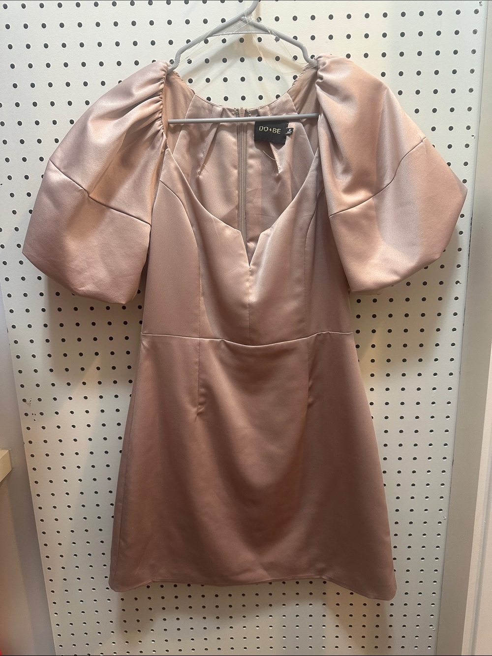DO+BE Rose Blush Satin Puff-Sleeve Mini Dress